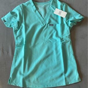 Figs Aqua V-Neck Scrub Top
